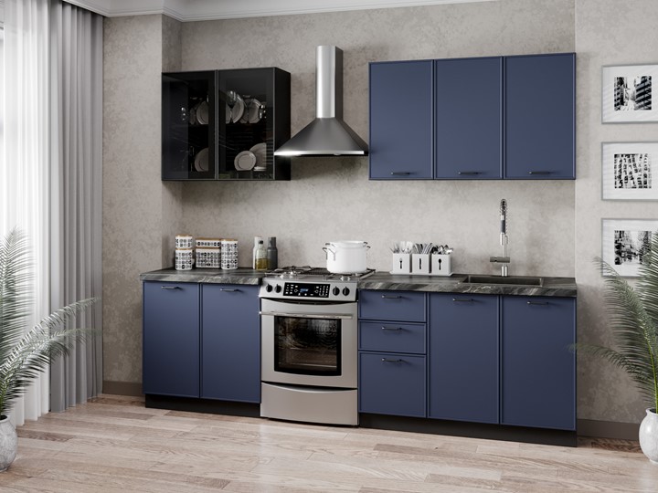 Кухонный гарнитур 2600 Индиго, Черный/Темно-синий в Саратове - изображение