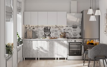 Кухонный гарнитур КГ-1 1800, белый/белый/цемент светлый/антарес в Саратове