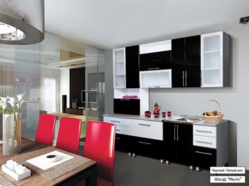 Готовая прямая кухня Мыло 224 2600, цвет Черный/Белый металлик в Саратове