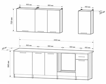 Кухонный гарнитур Моника 2,4 м (Дуб Сонома/Белый) в Саратове - предосмотр 1