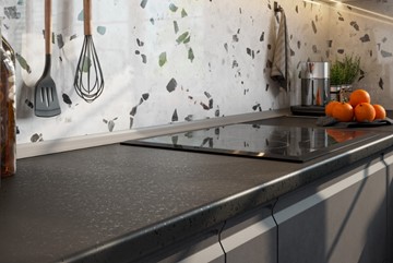 Угловая кухня Вельвет, бетон графит/бетон снежный в Энгельсе - предосмотр 3
