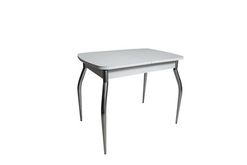 Кухонный раздвижной стол ПГ-02СТ белое/белое/хром фигурные в Энгельсе - предосмотр