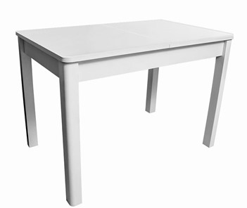 Кухонный стол раздвижной Айсберг-07 СТ1, белое ЛДСП/стекло белое/прямые массив белый в Саратове - предосмотр