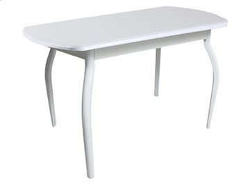 Обеденный стол ПГ-06 ЛДСП, белый ЛДСП/32 гнутые крашеные металл белый в Саратове