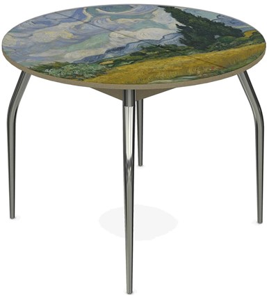 Кухонный раздвижной стол Ривьера исп. круг хром №5 (Exclusive h254/белый) в Саратове - изображение