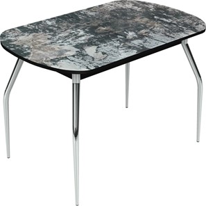 Кухонный раздвижной стол Ривьера исп.2 хром №5 (Exclusive h172/черный) в Саратове