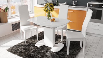 Раздвижной стол Портофино (СМ(ТД)-105.01.11(1)), цвет  Белый глянец/Стекло белое в Энгельсе - предосмотр 1