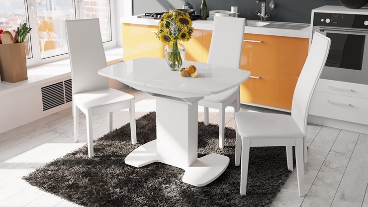 Раздвижной стол Портофино (СМ(ТД)-105.01.11(1)), цвет  Белый глянец/Стекло белое в Энгельсе - изображение 1