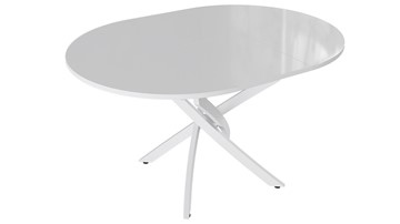 Кухонный стол раздвижной Diamond тип 3 (Белый муар/Белый глянец) в Энгельсе - предосмотр 1