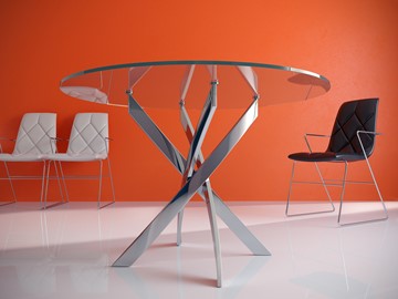Обеденный стол Kenner R1000 (Хром/Стекло прозрачное) в Саратове - предосмотр 1