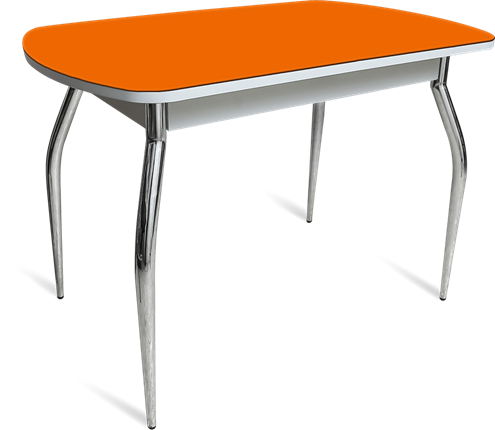 Стол ПГ-04 СТ белое/оранжевое/хром фигурные в Саратове - изображение