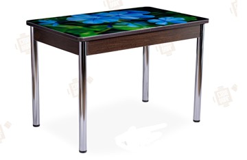 Кухонный стол раскладной Айсберг-02 СТФ, Венге ЛДСП/фиалки/ноги хром прямые в Энгельсе
