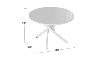 Стол на кухню Diamond тип 2 (Белый муар/Белый глянец) в Энгельсе - предосмотр 1