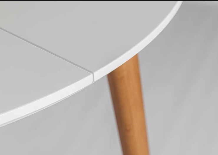 Кухонный раздвижной круглый стол Белая Эмаль д. 90 см МДФ ножки светлый орех в Саратове - изображение 19