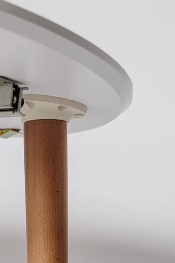 Кухонный раздвижной круглый стол Белая Эмаль д. 90 см МДФ ножки светлый орех в Саратове - изображение 2