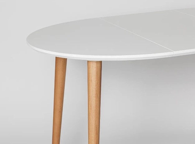 Кухонный раздвижной круглый стол Белая Эмаль д. 90 см МДФ ножки светлый орех в Саратове - изображение 10