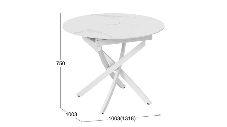 Кухонный стол раскладной Бергамо Тип 1 (Белый муар/Стекло матовое белый мрамор) в Саратове - изображение 11
