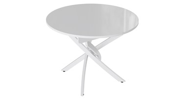 Кухонный стол раздвижной Diamond тип 3 (Белый муар/Белый глянец) в Саратове - предосмотр