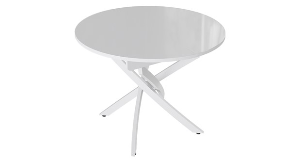 Кухонный стол раздвижной Diamond тип 3 (Белый муар/Белый глянец) в Саратове - изображение