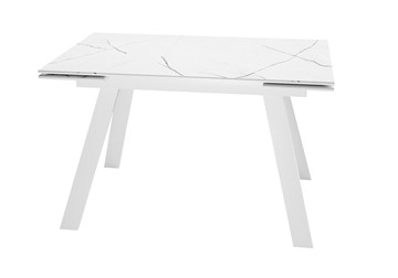 Кухонный стол раскладной DikLine DKL140 Керамика Белый мрамор/опоры белые (2 уп.) в Саратове