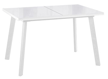 Кухонный стол раскладной Dikline HBS120 Стекло белое/ножки белые в Энгельсе