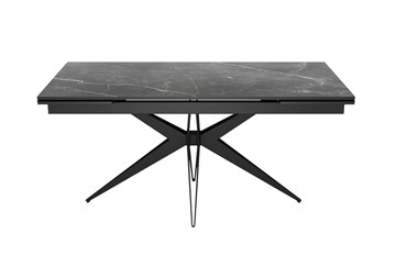 Обеденный раздвижной стол DikLine KW160 мрамор С45 (керамика черная)/опоры черные в Саратове