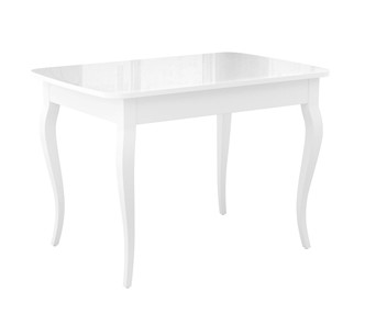 Кухонный стол раскладной Dikline M110 Белый/стекло белое глянец/ножки MC белые в Саратове