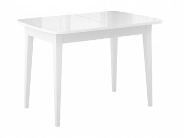 Кухонный раздвижной стол Dikline M110 Белый/стекло белое глянец/ножки MM белые в Саратове