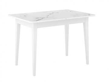 Кухонный раскладной стол Dikline M110 Белый/стекло белый мрамор сатин/ножки MM белые в Саратове