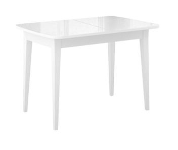 Кухонный стол раздвижной Dikline M120 Белый/стекло белое глянец/ножки MM белые в Энгельсе