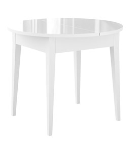 Кухонный стол раскладной Dikline MR100 Белый/стекло белое глянец/ножки MM белые в Энгельсе