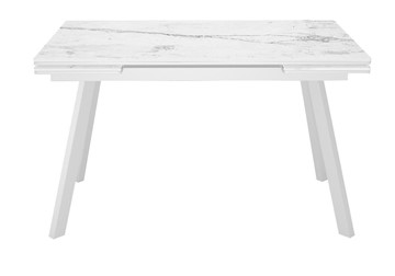 Кухонный стол раздвижной DikLine SKA125 Керамика Белый мрамор/подстолье белое/опоры белые (2 уп.) в Саратове
