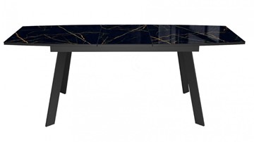 Кухонный раздвижной стол Dikline XLS160 мрамор черный глянец/ножки черные в Саратове - предосмотр 1