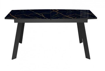 Кухонный раздвижной стол Dikline XLS160 мрамор черный глянец/ножки черные в Саратове - предосмотр 2