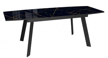 Кухонный раздвижной стол Dikline XLS160 мрамор черный глянец/ножки черные в Саратове - предосмотр 3