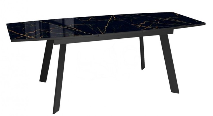 Кухонный раздвижной стол Dikline XLS160 мрамор черный глянец/ножки черные в Саратове - изображение 3