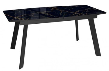 Кухонный раздвижной стол Dikline XLS160 мрамор черный глянец/ножки черные в Саратове - предосмотр