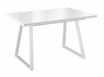 Кухонный стол раскладной Dikline ZBS120 Стекло белое/ножки белые в Энгельсе