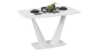 Кухонный раздвижной стол Фабио тип 1 (Белый матовый, Стекло матовое белый мрамор) в Энгельсе