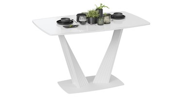 Кухонный раскладной стол Фабио тип 1 (Белый матовый, Стекло глянцевое белое) в Саратове