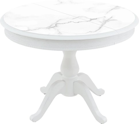 Кухонный стол раскладной Фабрицио-1 Glass Круг 820, Фотопечать (Мрамор №2) в Энгельсе - изображение