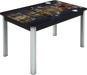 Кухонный стол раскладной Гамбург исп.1 ноги метал. крашеные №23, Фотопечать (Города №8) в Саратове