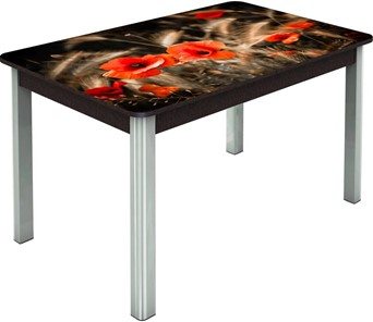 Раздвижной стол Гамбург исп.2 ноги метал. крашеные №23, Фотопечать (Цветы №38) в Саратове