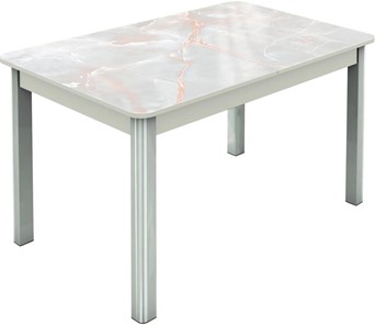 Обеденный раздвижной стол Гамбург исп.2 ноги метал. крашеные №23, Фотопечать (Мрамор №7) в Саратове