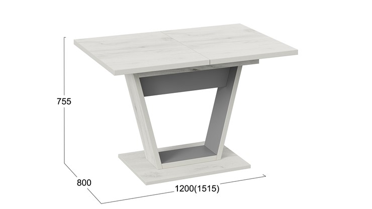 Кухонный раскладной стол Гавана тип 1 (Дуб крафт белый/Серый графит) в Энгельсе - изображение 5