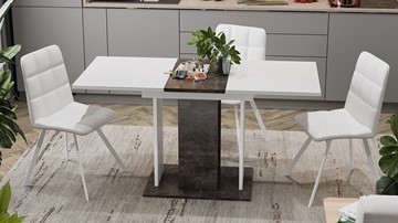 Кухонный стол раздвижной Кёльн тип 1 (Ателье темный, Белый, Стекло Белый глянец) в Саратове - предосмотр 3