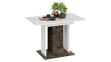 Кухонный стол раздвижной Кёльн тип 1 (Ателье темный, Белый, Стекло Белый глянец) в Саратове