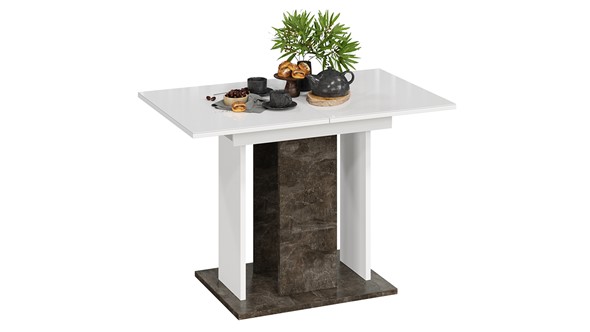 Кухонный стол раздвижной Кёльн тип 1 (Ателье темный, Белый, Стекло Белый глянец) в Саратове - изображение