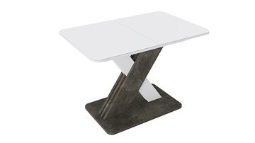 Кухонный стол раздвижной Люксембург тип 1 (Белый/Ателье темный/Стекло белое матовое) в Энгельсе