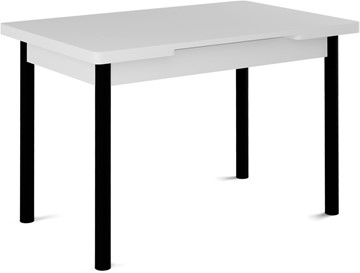 Кухонный раскладной стол Милан-1 EVO, ноги металлические черные, белый цемент в Энгельсе